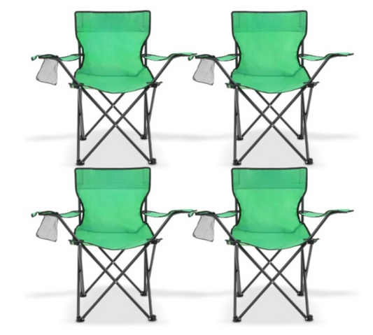 Silla Playera Plegable Portatil Para Exteriores Camping Set de 4 piezas Verde