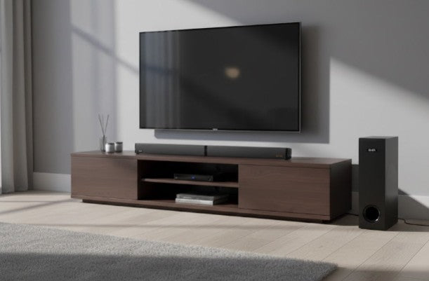 Pantalla Smart TV TCL 43″ QLED + Teatro en Casa GHIA Audio Sistema 2.1