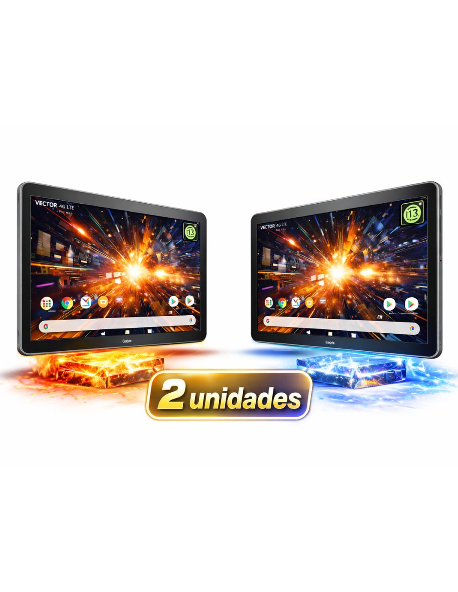 Tablet Ghia Vector 4G LTE 10.1” HD 64GB 4GB RAM Android 13 – Gris combo de 2
