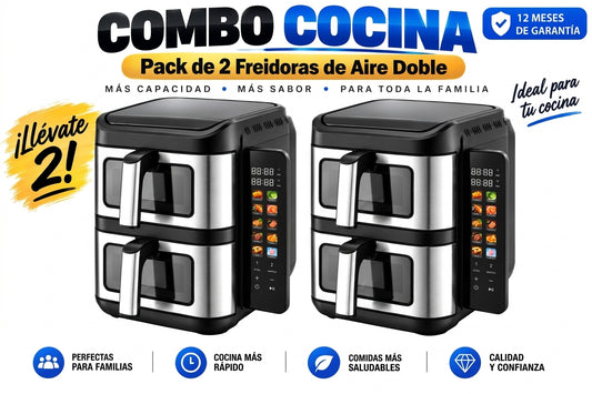 Freidora de Aire Doble Mirati 11L Color Negro Paquete de 2