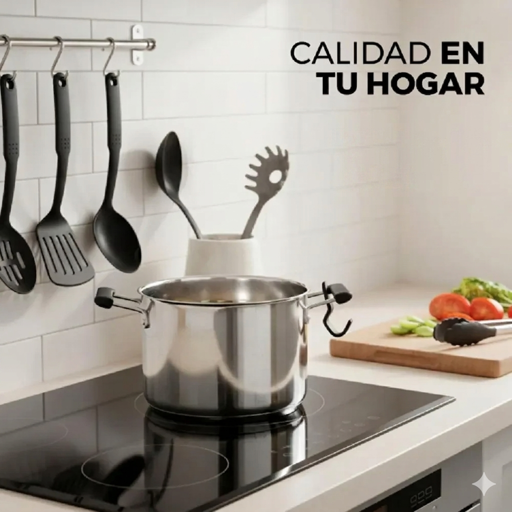 Batería De Cocina Juego Sartenes 17 piezas Antiadherente Rojo