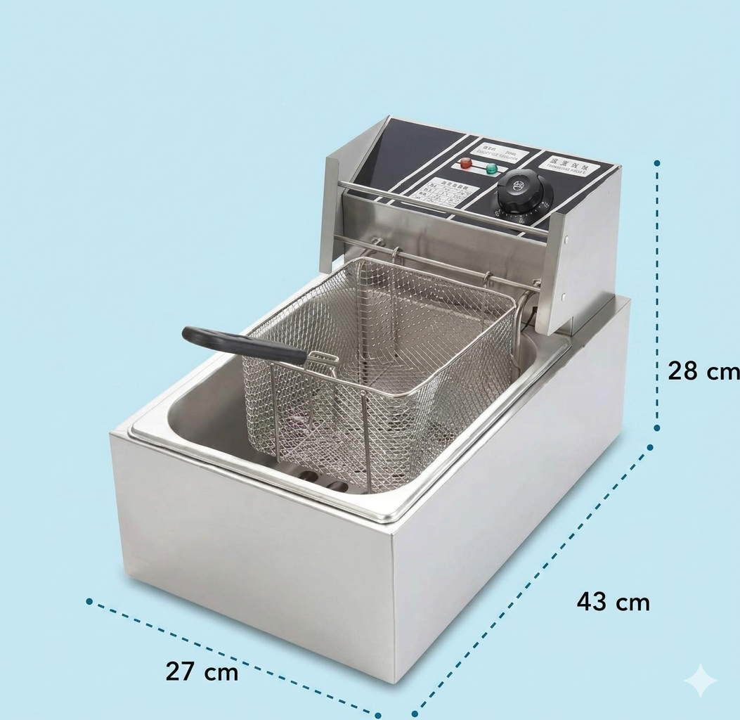 Freidora eléctrica de aceite acero inoxidable 6L 110v 1600W