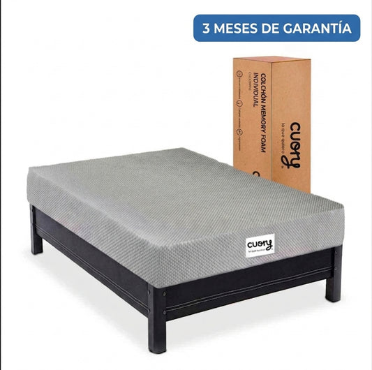 Colchon individual De Memory Foam Con Funda Removible Y Lavable Color Gris