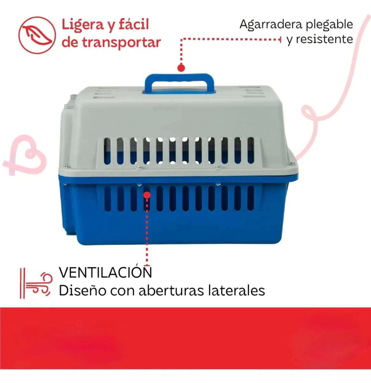 Jaula Transportadora Azul Para Mascotas Portátil