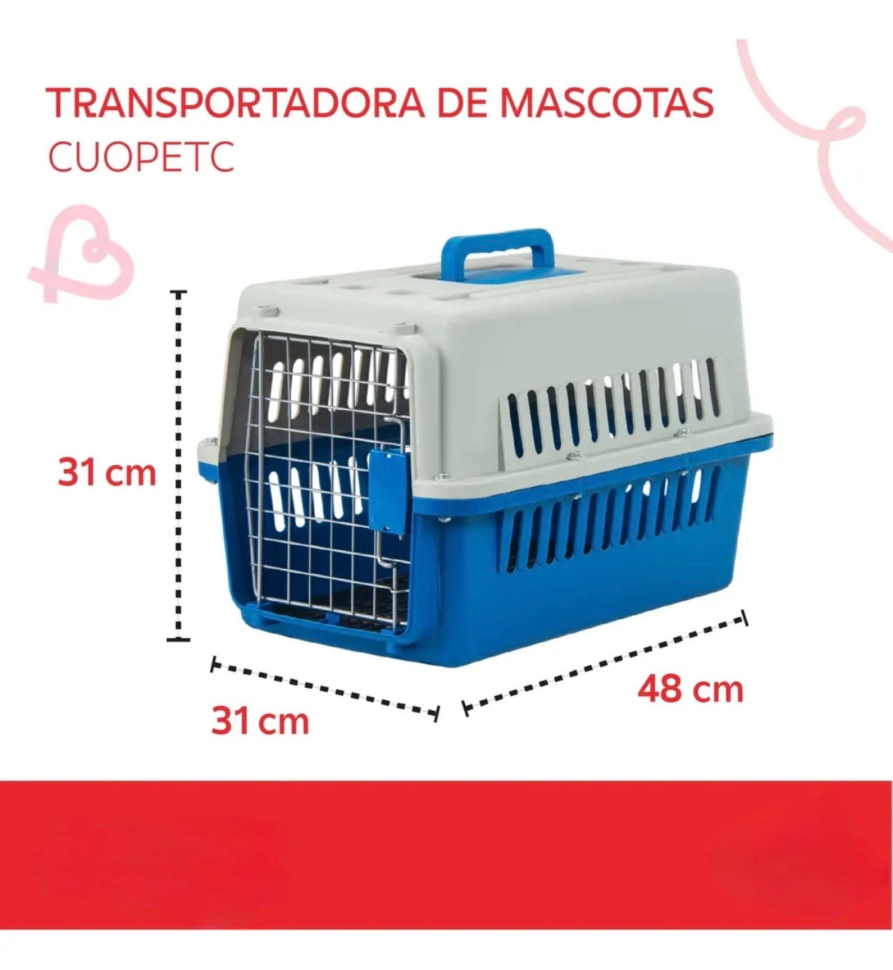 Jaula Transportadora Azul Para Mascotas Portátil