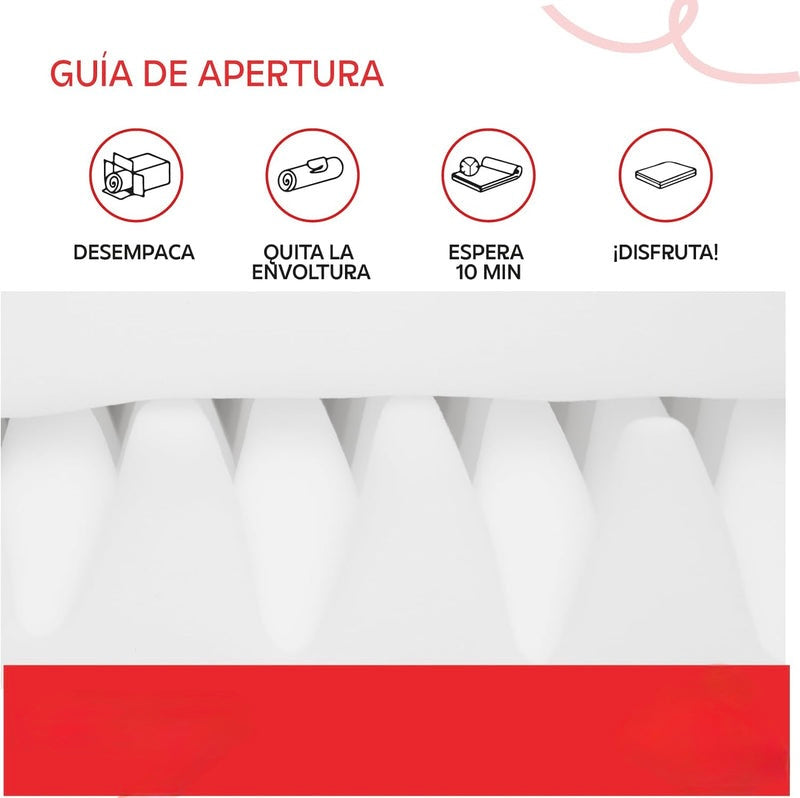 Colchón de Memory Foam Matrimonial + Funda Removible y Lavable Color Gris