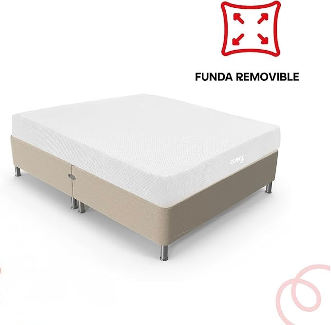 Colchón de Memory Foam Matrimonial + Funda Removible y Lavable Color Gris