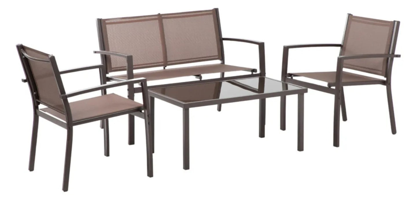Sala Exterior para Jardin Textileno Sillas Sillon Mesa 4Pzas MARRON