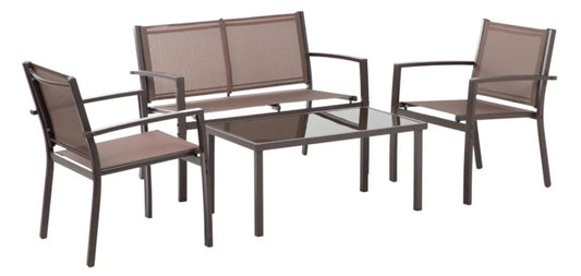 Sala Exterior para Jardin Textileno Sillas Sillon Mesa 4Pzas MARRON