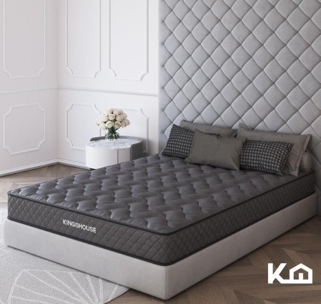 Colchon Individual De Alta Densidad, Antiacaros e Hipoalergenico Gris Kingshouse