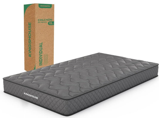 Colchon Individual De Alta Densidad, Antiacaros e Hipoalergenico Gris Kingshouse