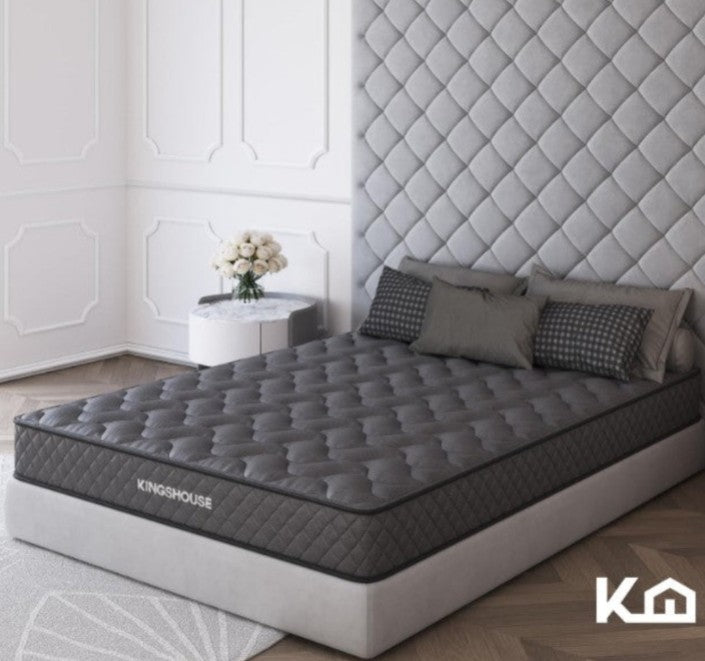 Combo de 2 Colchones Matrimoniales  Kingshouse De Alta Densidad, Antiacaros e Hipoalergenico Gris