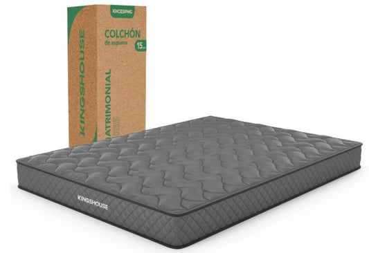 Colchon Matrimonial De Alta Densidad, Antiacaros e Hipoalergenico Gris Kingshouse