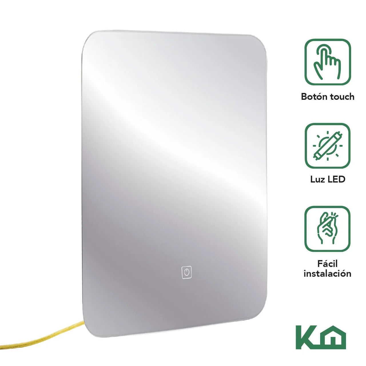 Espejo Kit para Baño con Luz Led Rectangular Sistema Touch