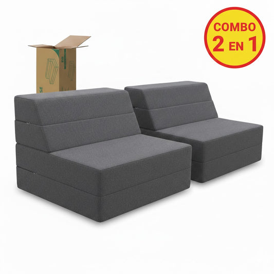 Sofa Cama Plegable Individual 2 en 1 Combo de 2