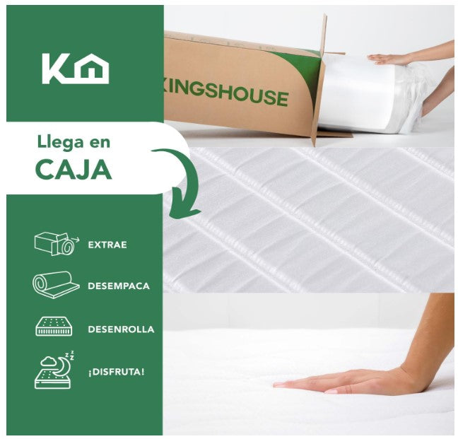 Colchón Individual Kingshouse Blanco De Alta Densidad, Antiacaros e Hipoalergénico