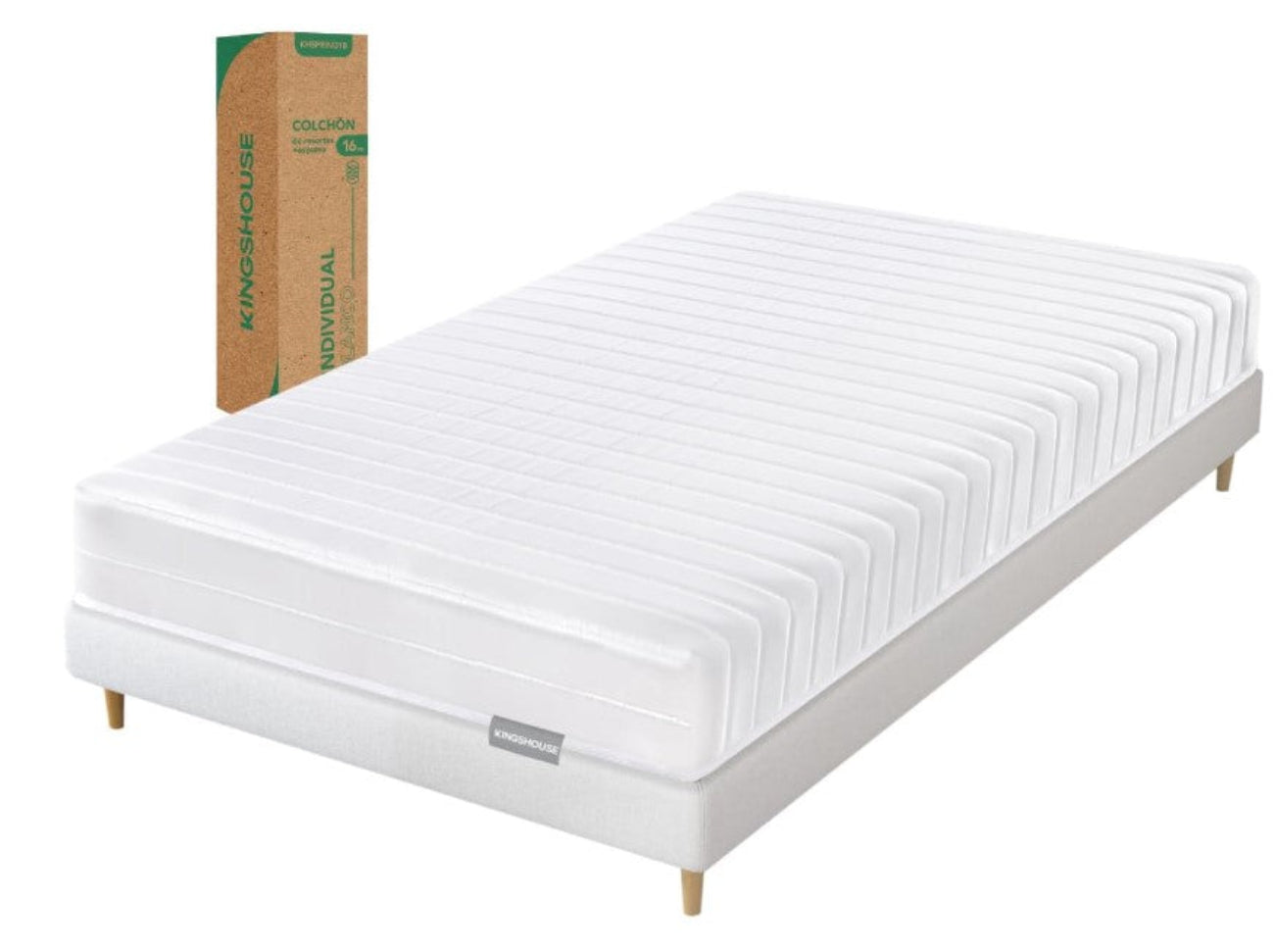 Colchón Individual Kingshouse Blanco De Alta Densidad, Antiacaros e Hipoalergénico