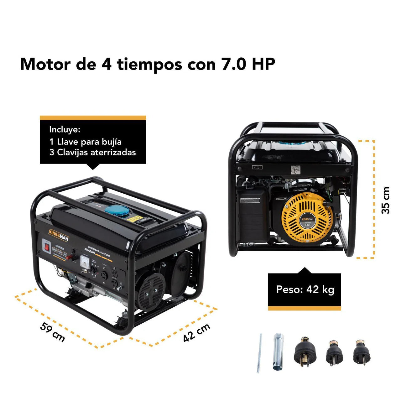 Generador Portatil De Luz 110/220v A Gasolina 7.5hp 3000w Amarillo
