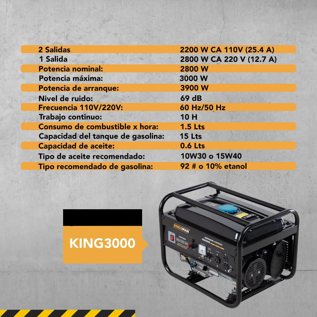 Generador Portatil De Luz 110/220v A Gasolina 7.5hp 3000w Amarillo
