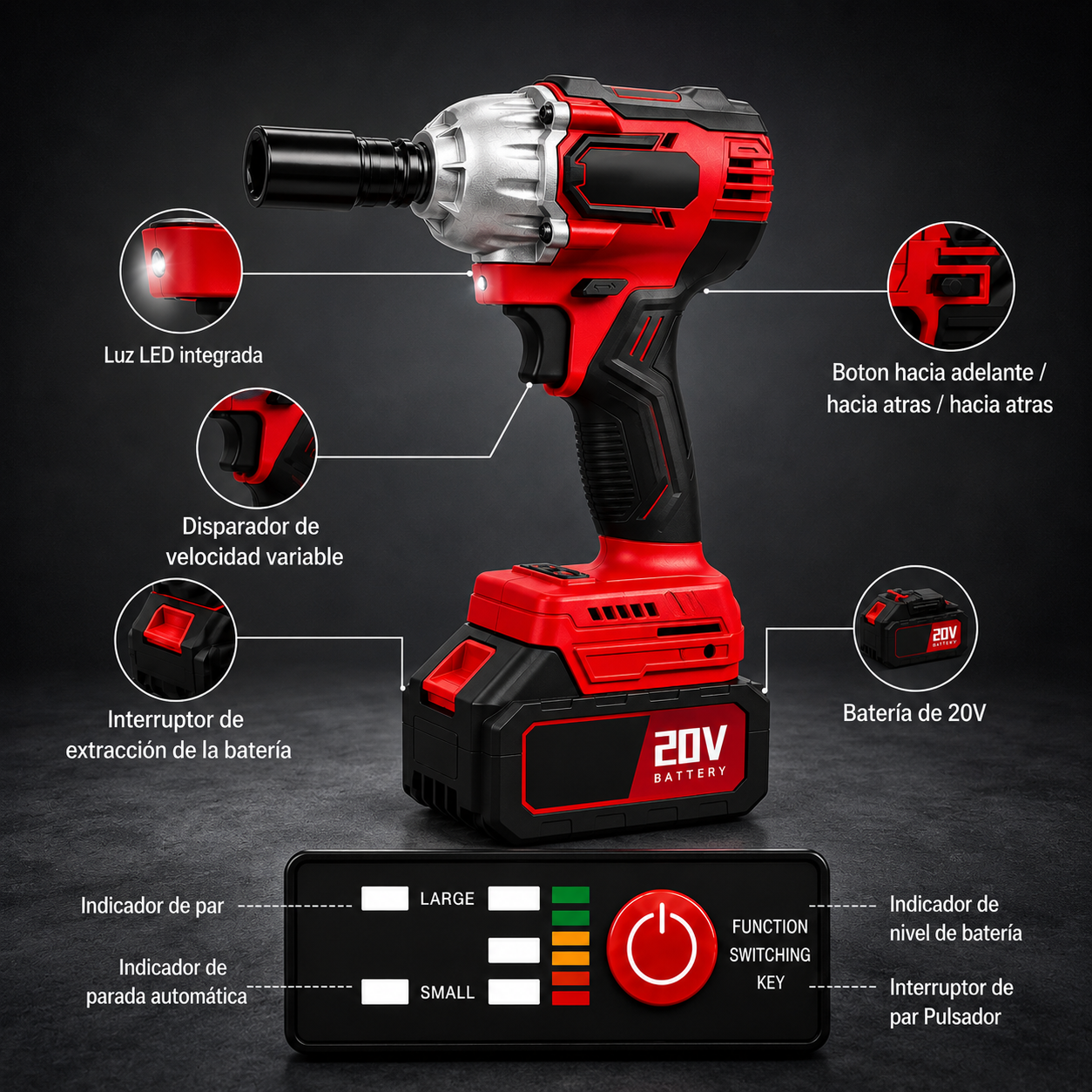 Combo Llave De Impacto Y Taladro Rotomartillo Inalámbrico 20v