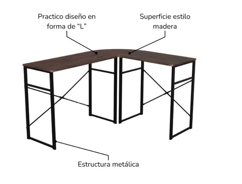 Escritorio Lima Minimalista con Forma de L Café
