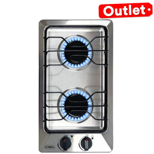 Parrilla Empotrable de Gas 2 Quemadores Inox Encendido Manual