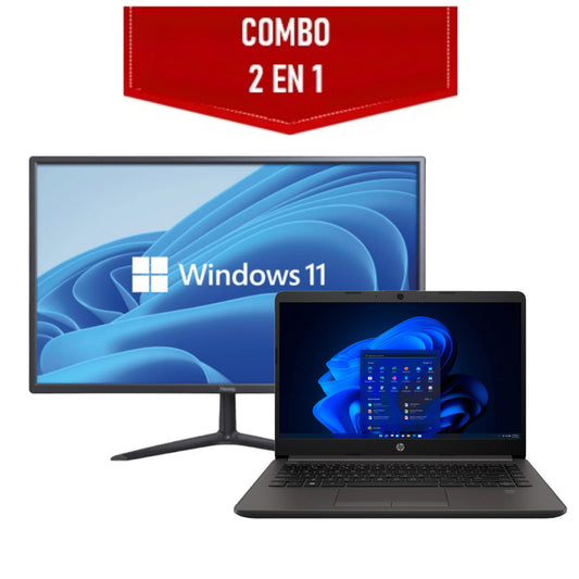Combo 2 en 1 Laptop HP 14" + Monitor Nextep 19.5"