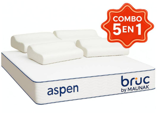 Combo Colchon Bruc Matrimonial Con Almohada Memory Foam 4 Piezas