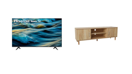 Combo: Smart TV 43” Hisense Roku + Mueble de TV Minimalista Roble