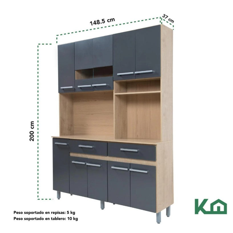 Alacena Organizador Multiusos para Cocina con Repisas y Puertas