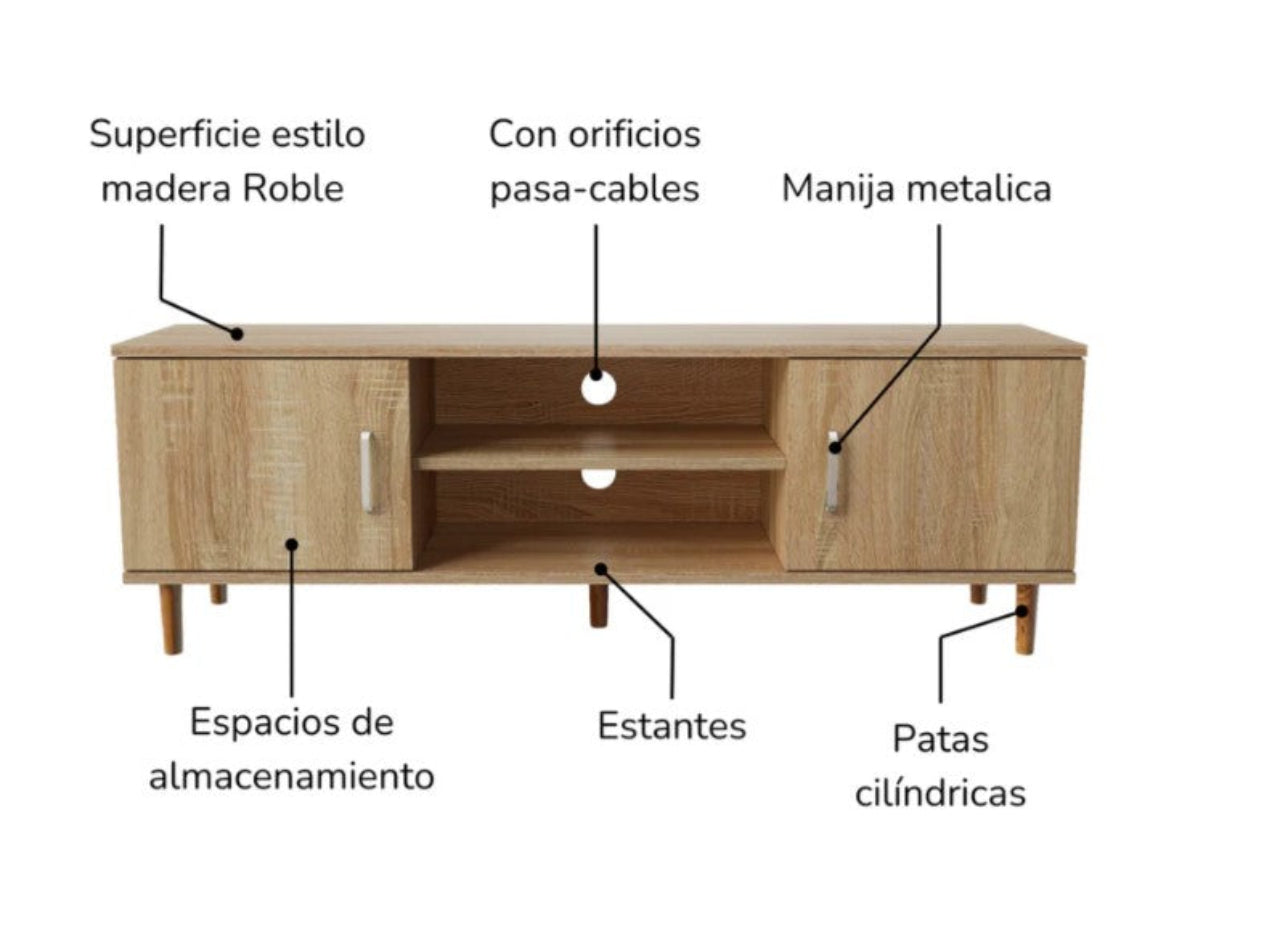 Combo: Smart TV 43” Hisense Roku + Mueble de TV Minimalista Roble