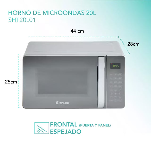 Horno De Microondas 7 Pies 20 Lts Acero Inox Espejo 120v
