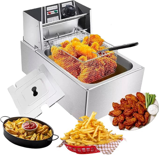 Freidora eléctrica de aceite acero inoxidable 6L 110v 1600W