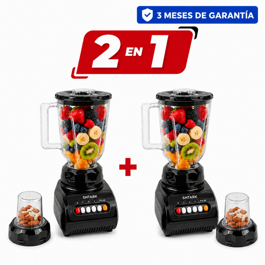 Licuadora 1.5L con Vaso Procesador de Alimentos 200ml color negro paquete de 2