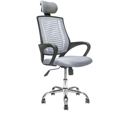 Silla de Oficina con Cabecera Ajustable Gris
