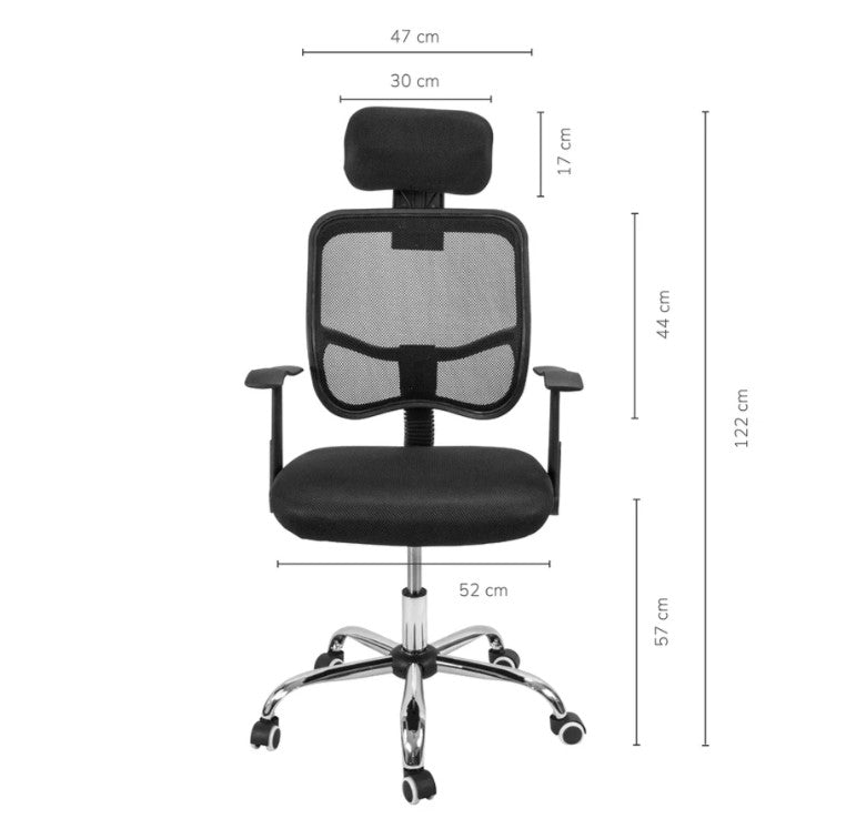 Silla de Oficina Ergonómica con Apoyacabeza Negra