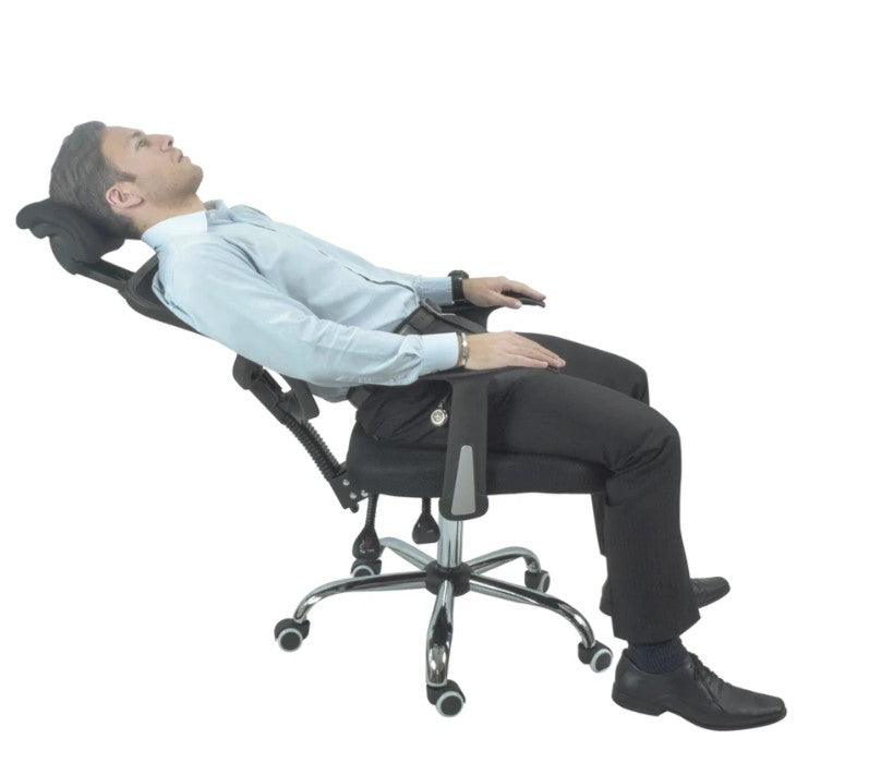 Silla de Oficina Ergonómica con Apoyacabeza Negra