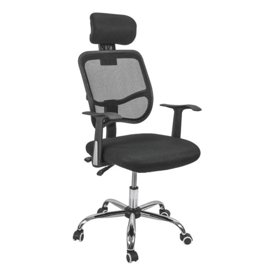 Silla de Oficina Ergonómica con Apoyacabeza Negra