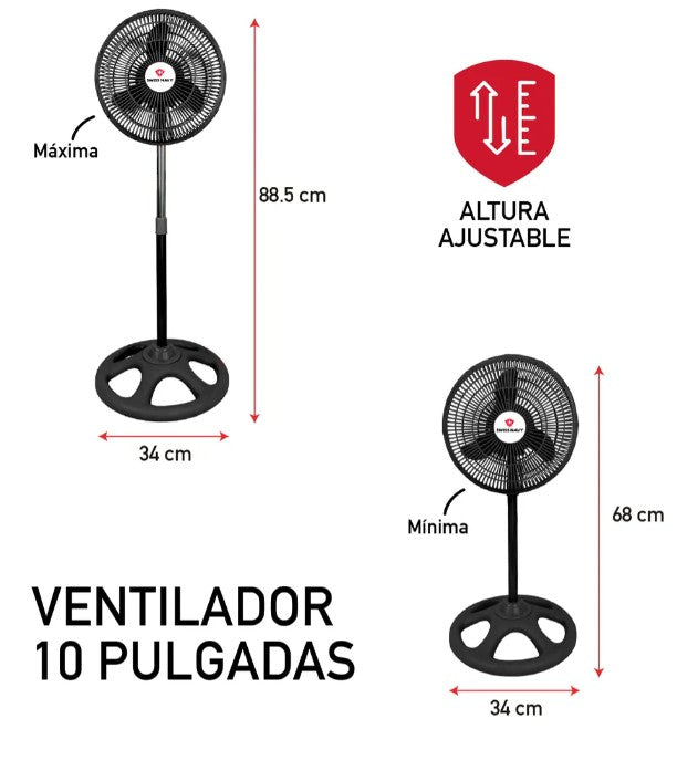 Ventilador Pedestal Cuory Snvp10n 10 PuLG 3 Aspas