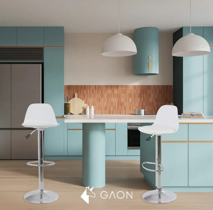 Silla Alta para Barra de Bar Giratoria Con Reposapiés Y Respaldo Medio | Set de 4 Piezas - Bar 01 | Blanco