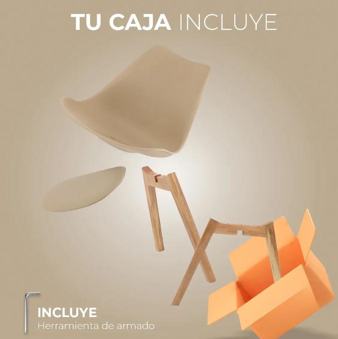 Set 4 Sillas de Comedor Beige | Asiento Ergonómico y Base de Madera Estilo Escandinavo