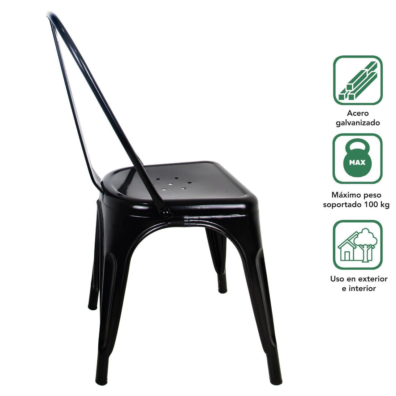 Sillas modelo tolix  clasico negro mate set de 4 piezas