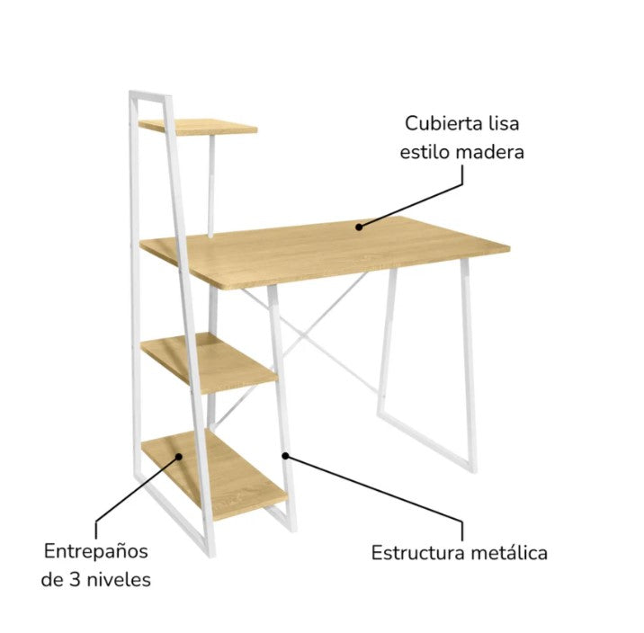 Escritorio Toronto con Repisas Café
