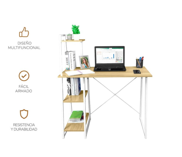 Escritorio Toronto con Repisas Café