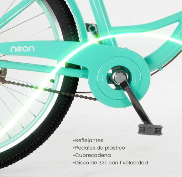 Bicicleta Urbana Con Canastilla VINTA R26 Neon