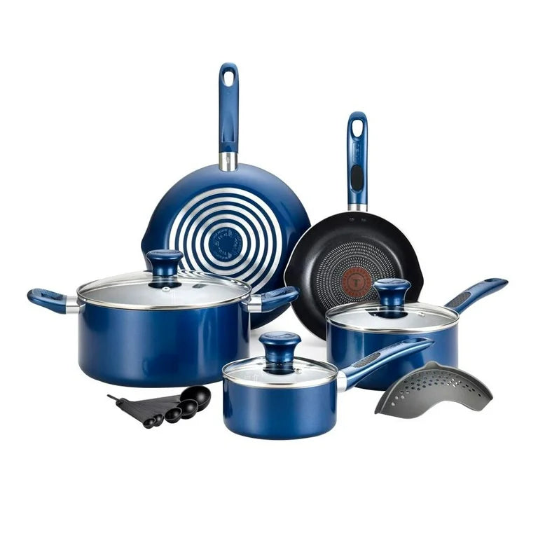 Batería de Cocina T-Fal Excite ProGlide de Aluminio Antiadherente, 14 Piezas, Azul