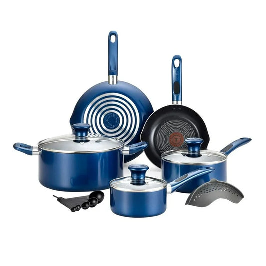 Batería de Cocina T-Fal Excite ProGlide de Aluminio Antiadherente, 14 Piezas, Azul