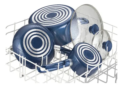 Batería de Cocina T-Fal Excite ProGlide de Aluminio Antiadherente, 14 Piezas, Azul