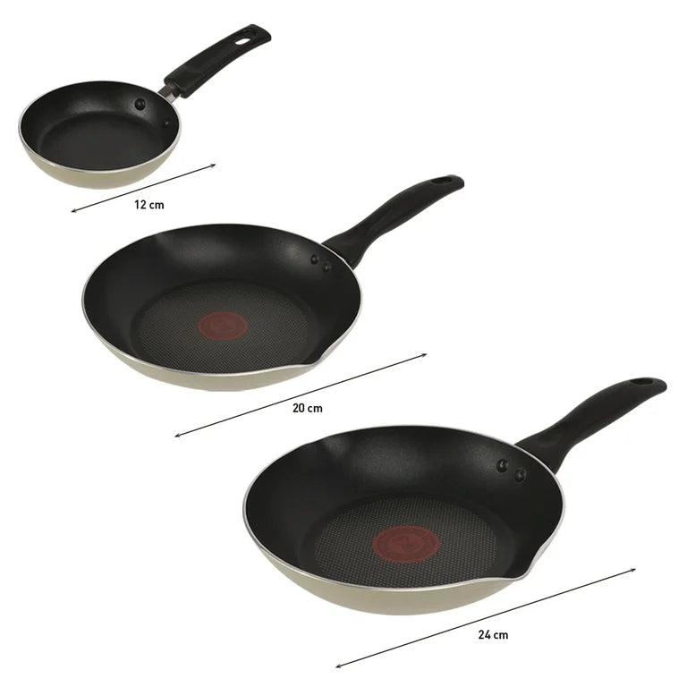 Sartén T-Fal, Negro, 3 piezas, 20, 24 y 28 cm