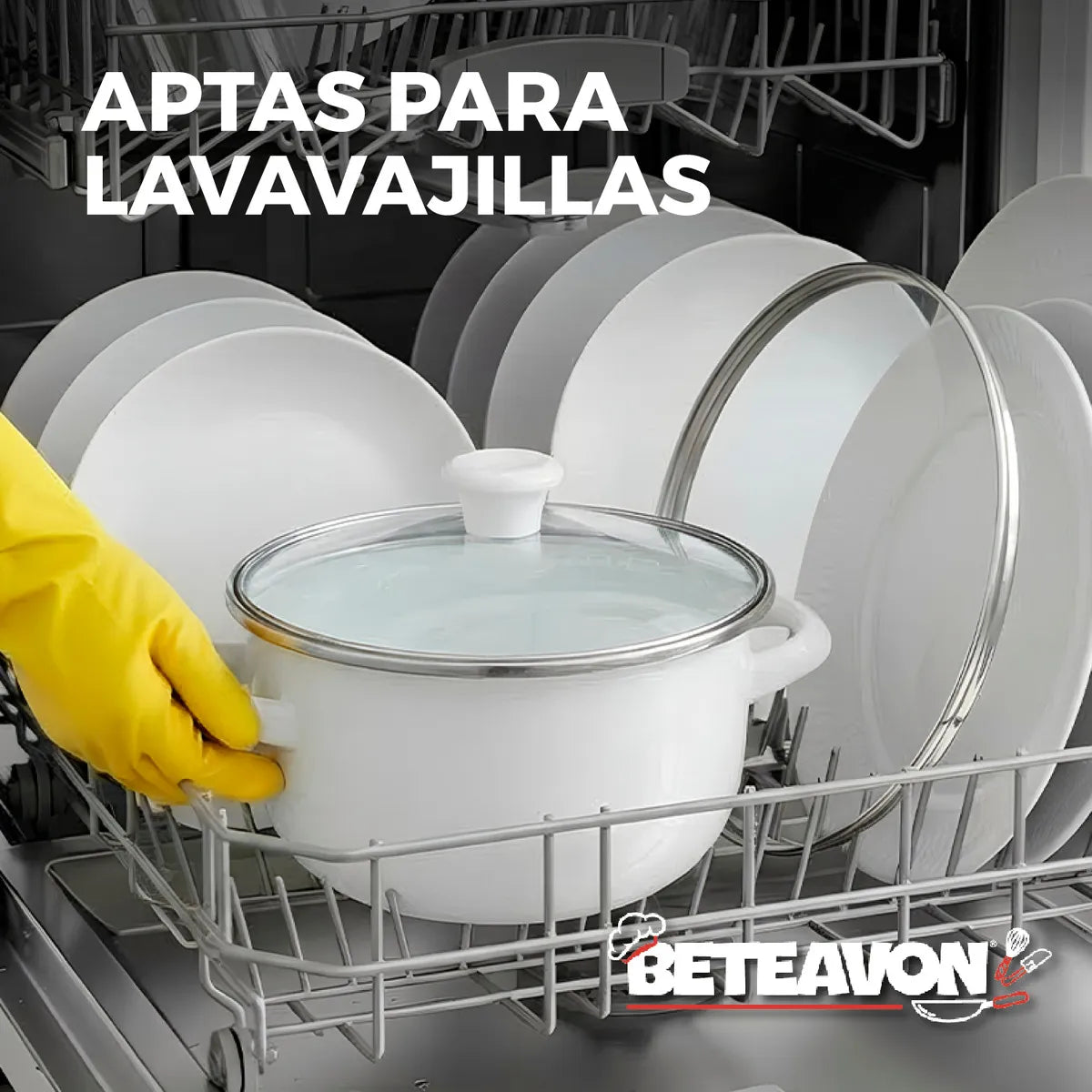 Set De 5 Ollas De Peltre Color Blanco